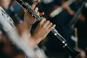 Clarinet instrument - hands playing the clarinet.